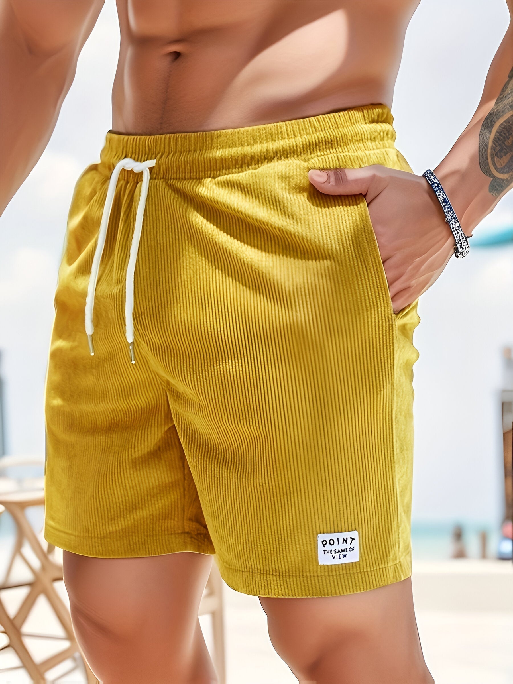 Herren-Badeshorts mit gerippter Struktur und Kordelzug in der Taille