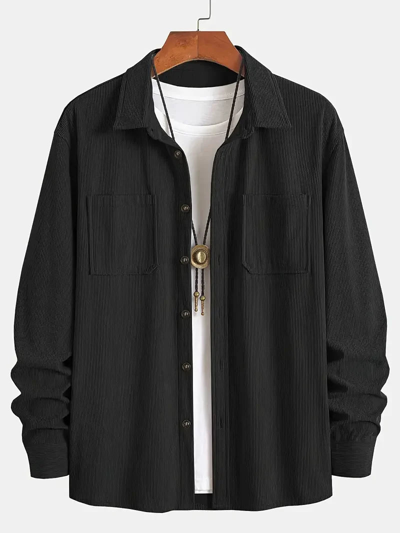 Herren Hemdjacke mit Knopfverschluss und Brusttaschen