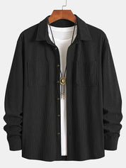 Herren Hemdjacke mit Knopfverschluss und Brusttaschen