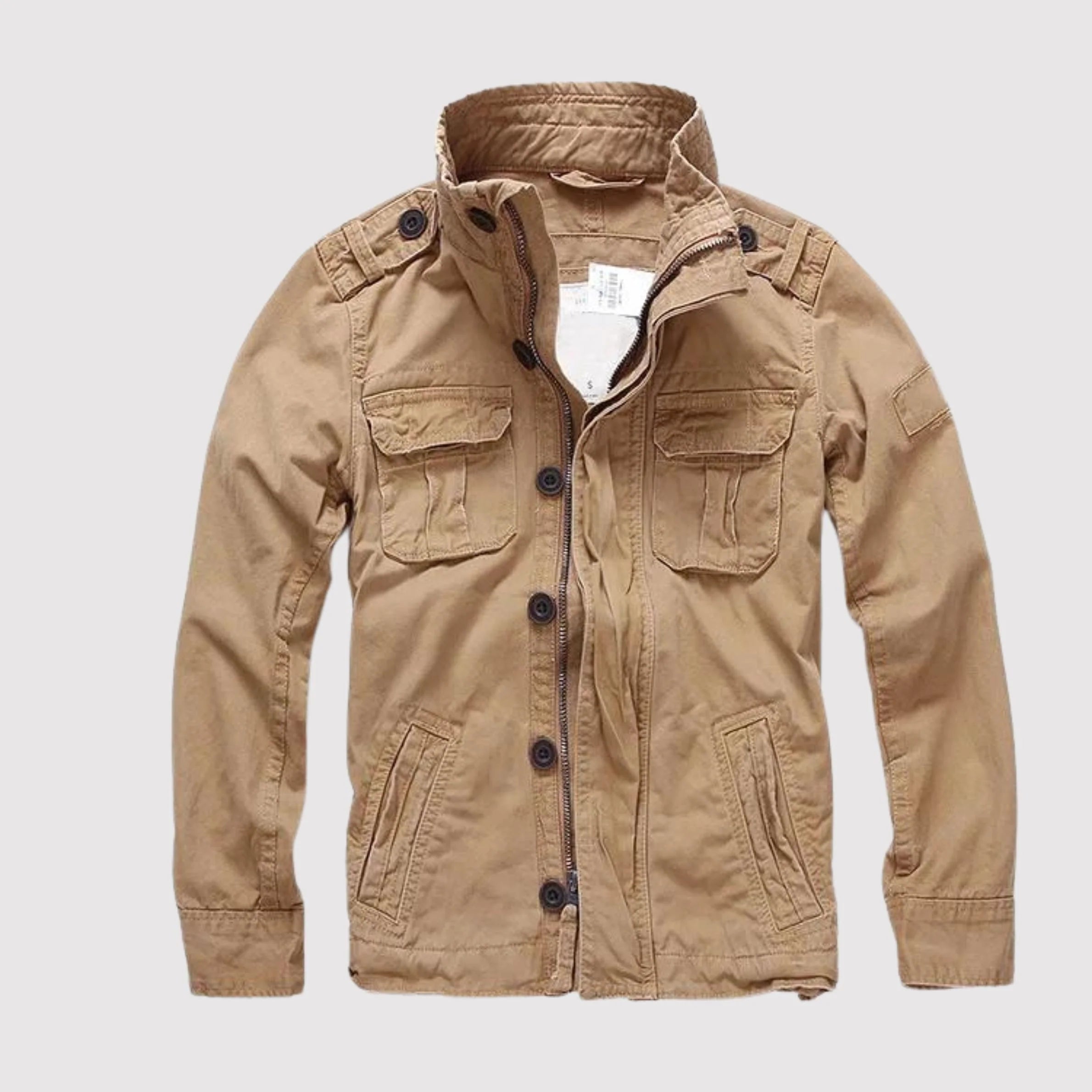 Herren Jacke mit Knöpfen Stehkragen und Pattentaschen