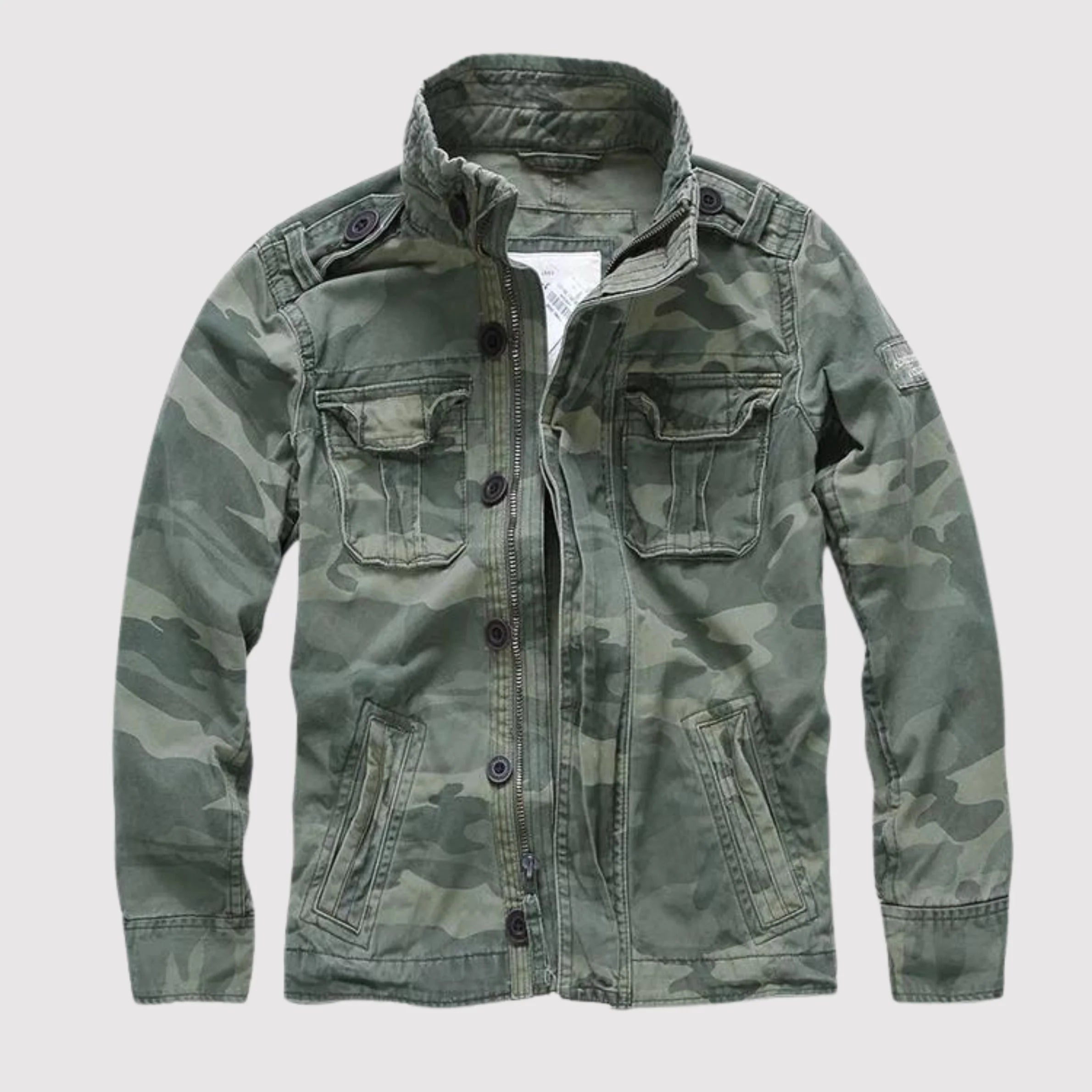 Herren Jacke mit Knöpfen Stehkragen und Pattentaschen