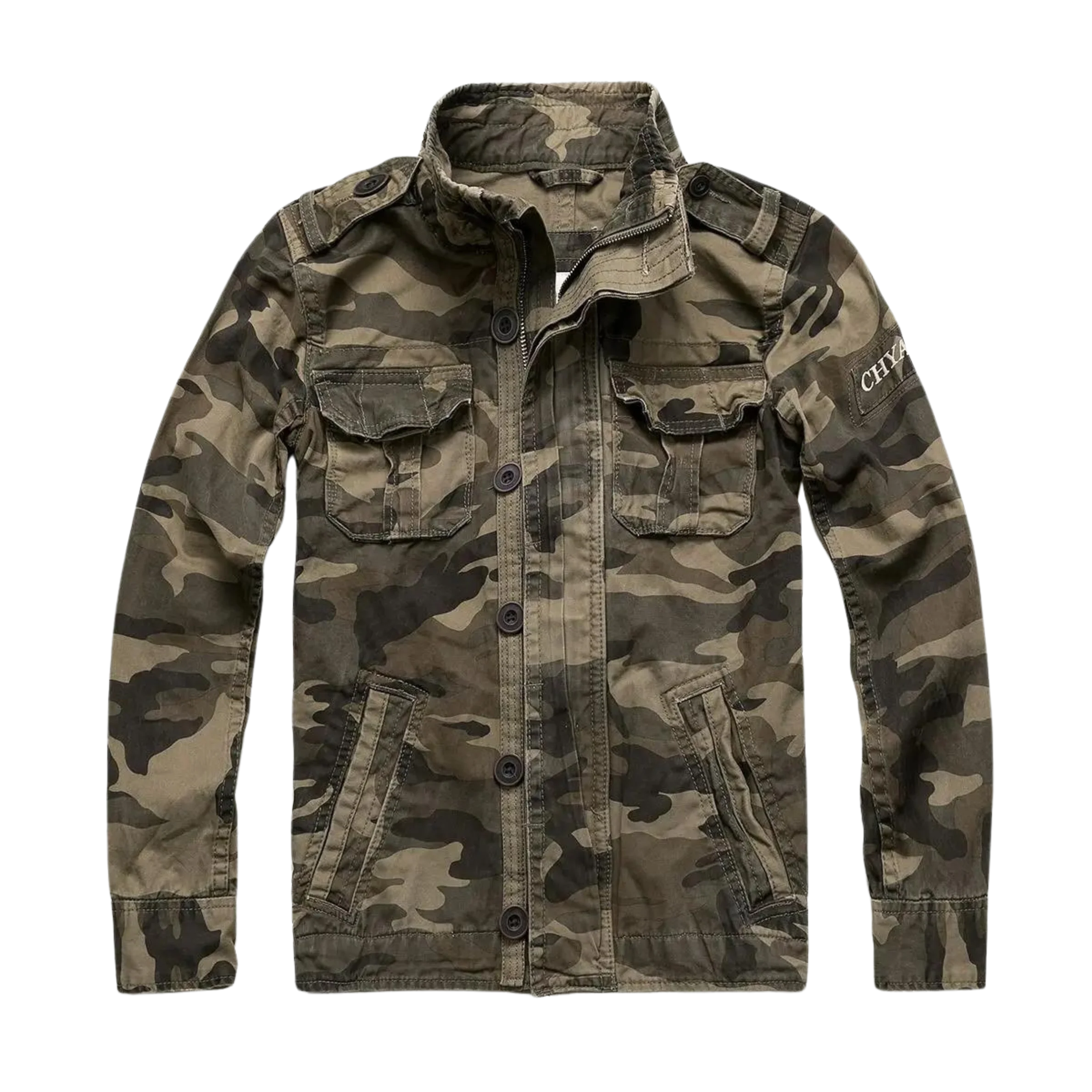 Herren Jacke mit Knöpfen Stehkragen und Pattentaschen