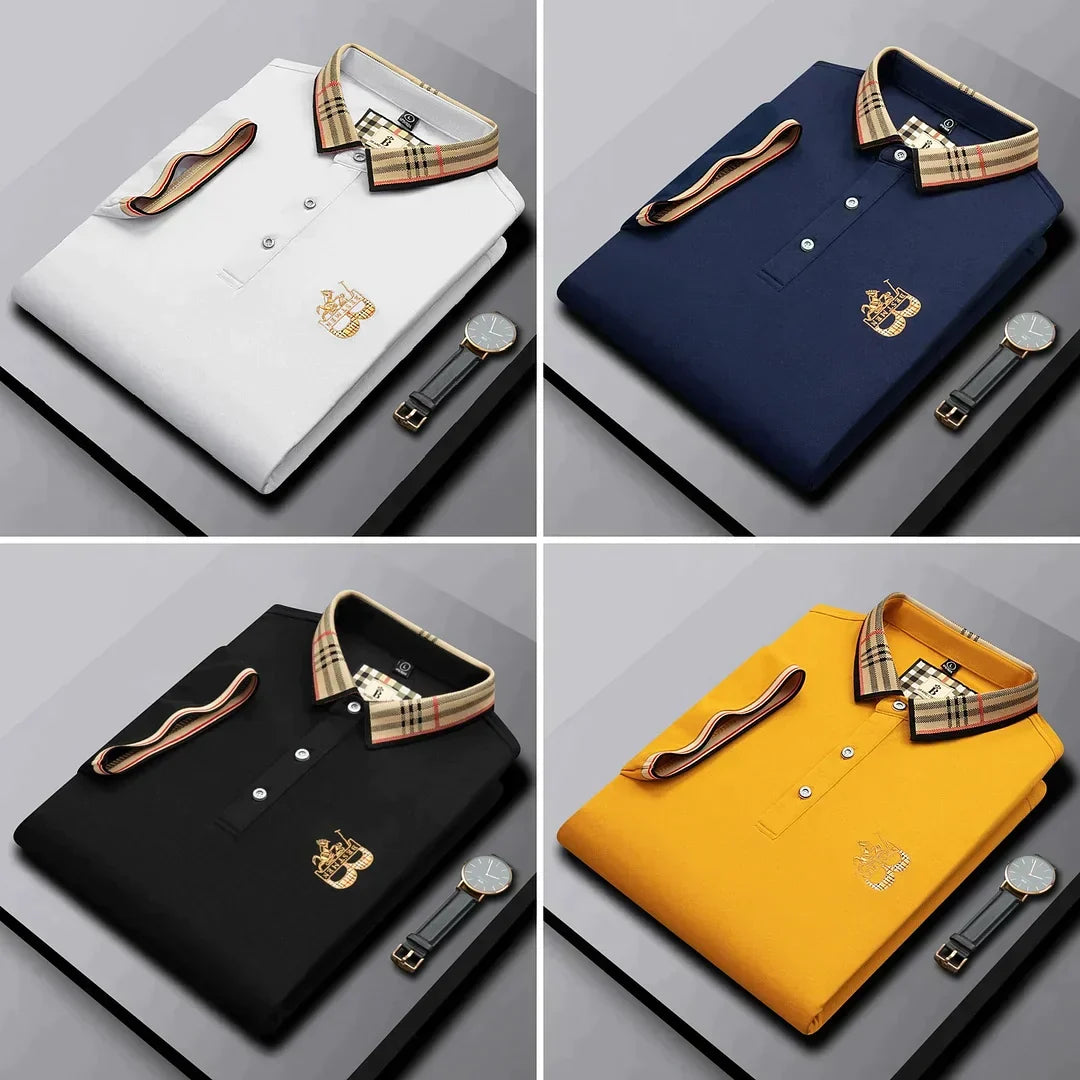 Herren-Poloshirt mit kurzen Ärmeln und gestickter Brust