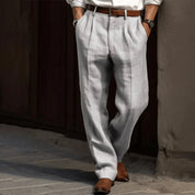 Herren-Retro-Hose mit geradem Bein, Bundfalten und Taschen