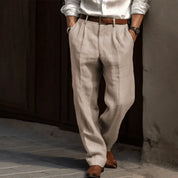 Herren-Retro-Hose mit geradem Bein, Bundfalten und Taschen