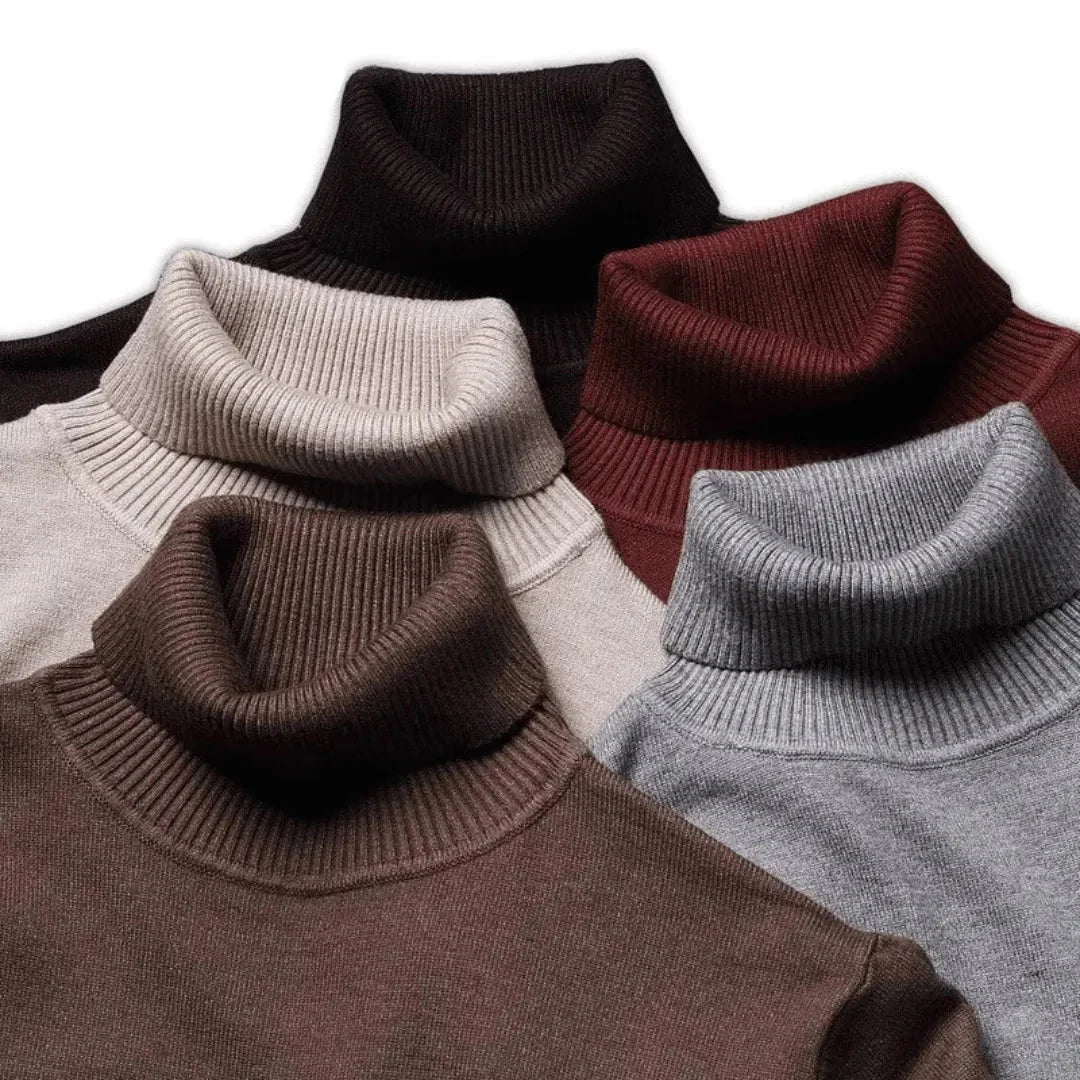 Herren Rollkragenpullover mit geripptem Kragen und Bündchen