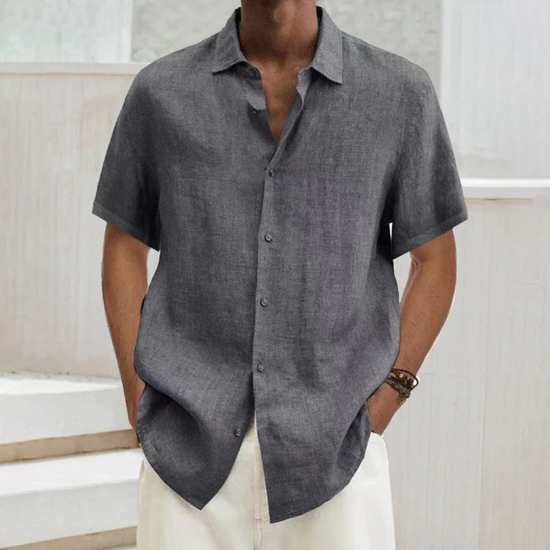 Men's summer shirt with button placket and collar