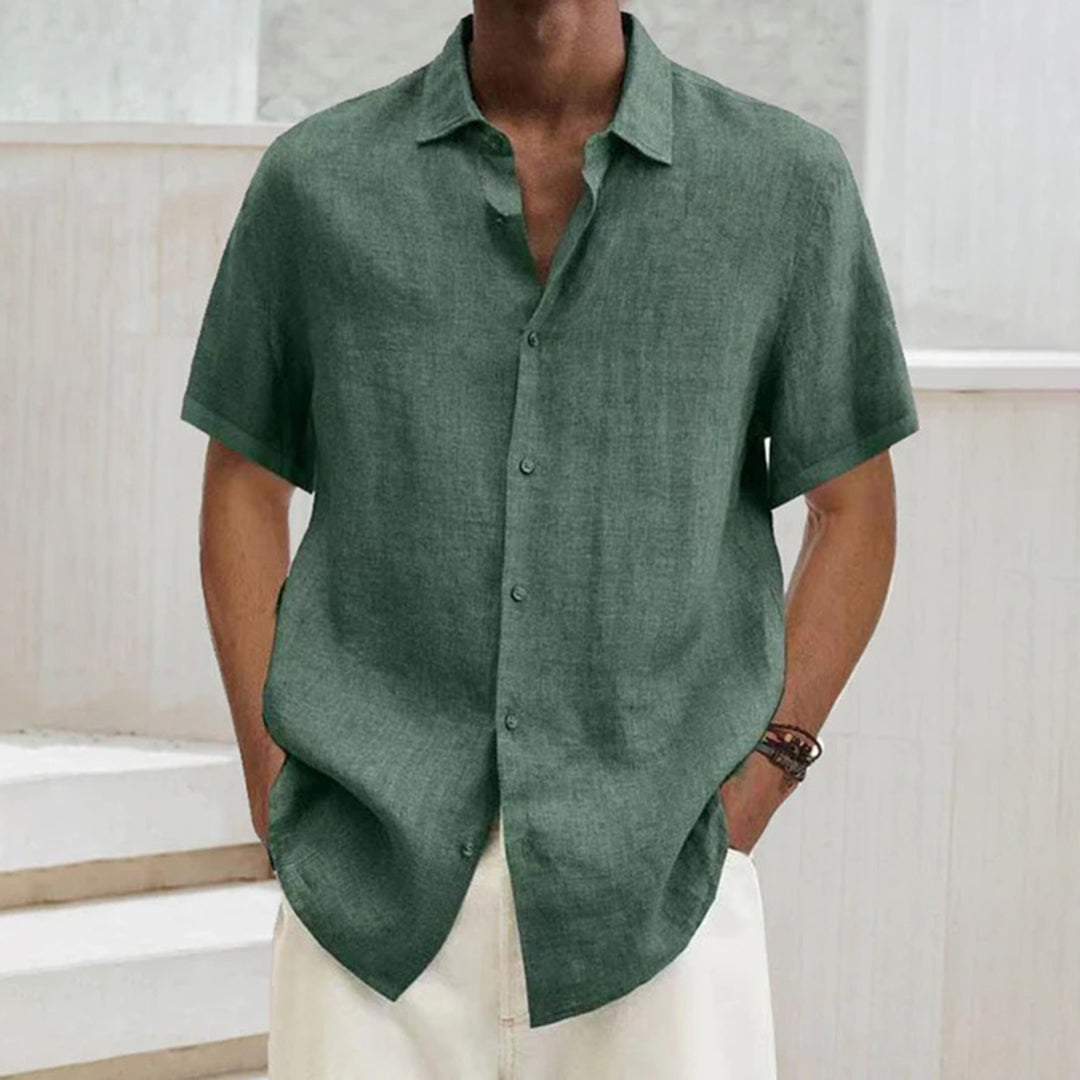 Men's summer shirt with button placket and collar