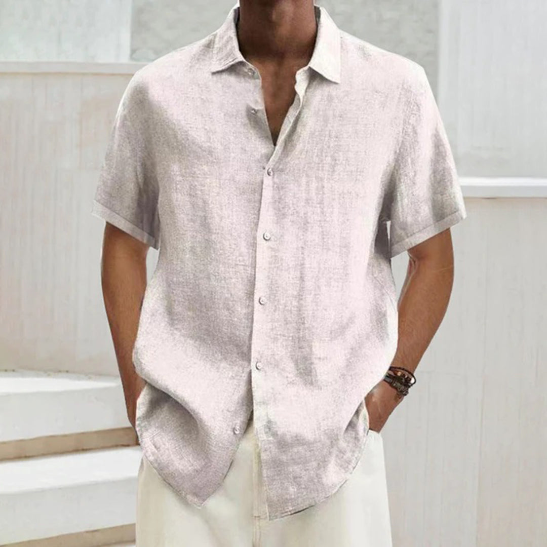 Men's summer shirt with button placket and collar