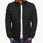 Herren-Steppjacke mit Reißverschluss, Stehkragen und Seitentaschen