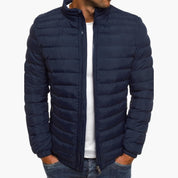 Herren-Steppjacke mit Reißverschluss, Stehkragen und Seitentaschen