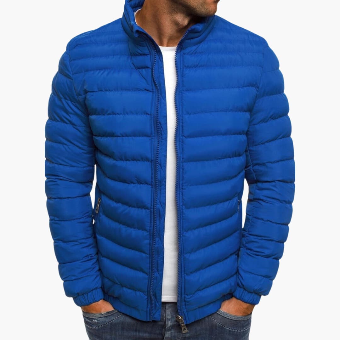 Herren-Steppjacke mit Reißverschluss, Stehkragen und Seitentaschen