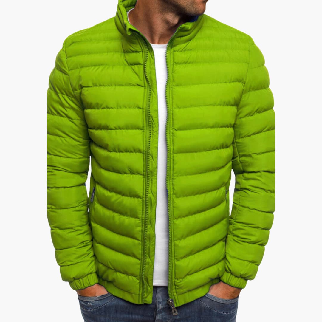 Herren-Steppjacke mit Reißverschluss, Stehkragen und Seitentaschen