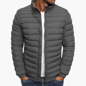 Herren-Steppjacke mit Reißverschluss, Stehkragen und Seitentaschen