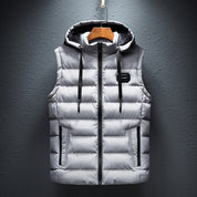 Herren-Steppweste mit Kapuze, Reißverschluss und wattiertem Design