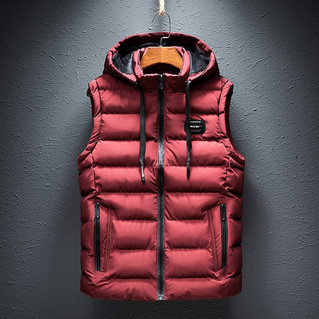 Herren-Steppweste mit Kapuze, Reißverschluss und wattiertem Design