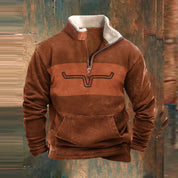 Herren-Winterpullover mit Sherpa-Kragen und Reißverschluss am Hals