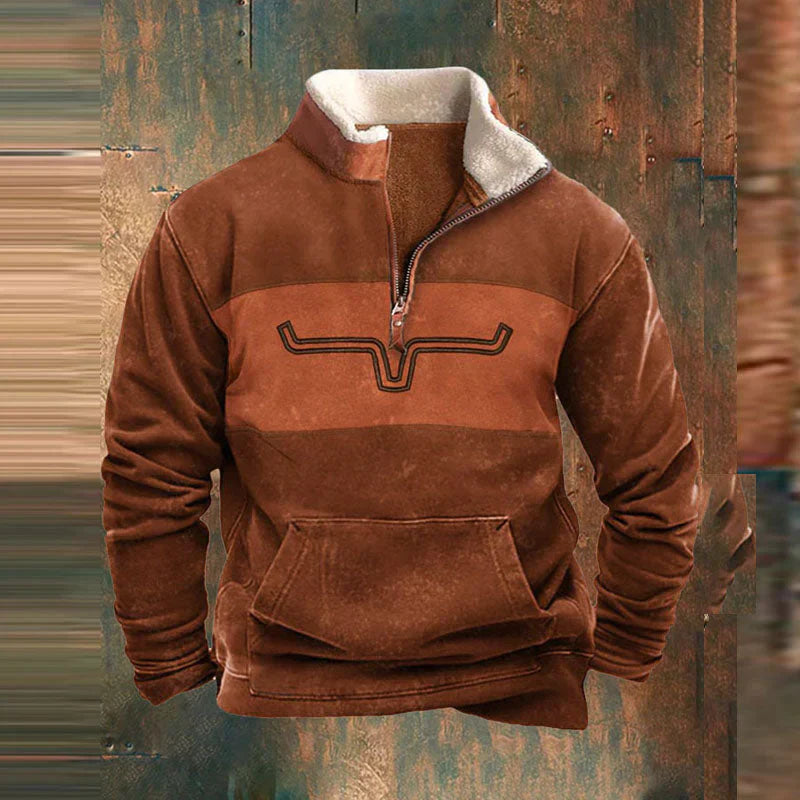 Herren-Winterpullover mit Sherpa-Kragen und Reißverschluss am Hals