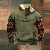 Herren-Winterpullover mit Sherpa-Kragen und Reißverschluss am Hals