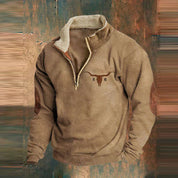 Herren-Winterpullover mit Sherpa-Kragen und Reißverschluss am Hals