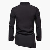 Herren Casual Hemd mit asymmetrischer Knopfleiste und Stehkragen