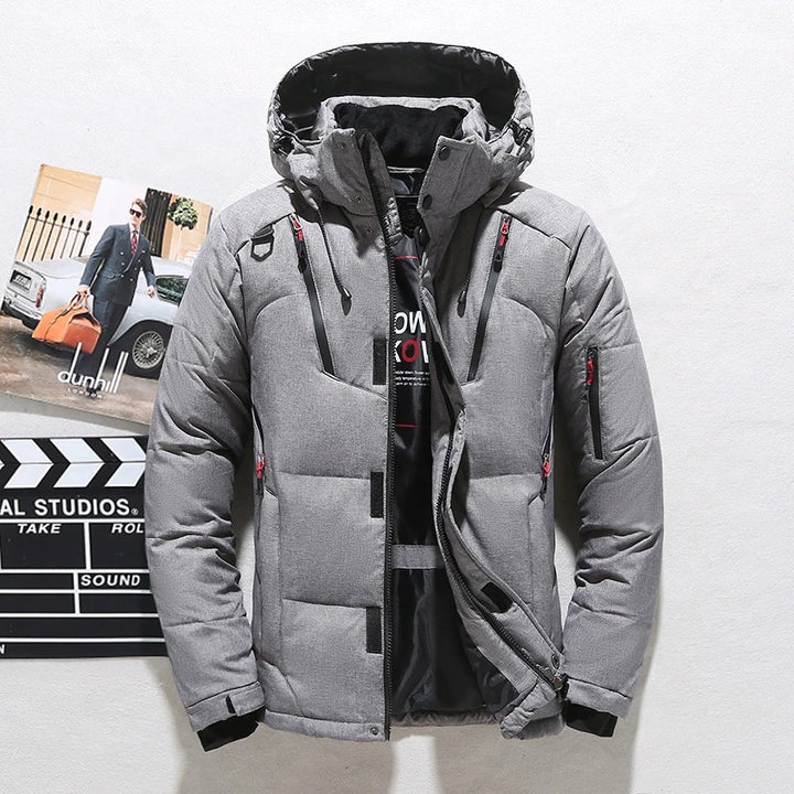 Herren Isolierte Daunenjacke mit Reißverschluss und Knopfverschluss