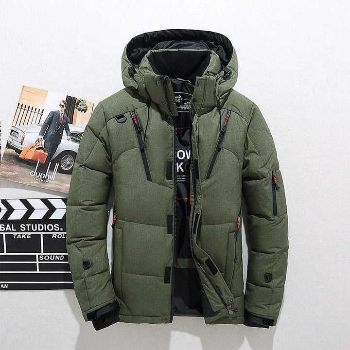 Herren Isolierte Daunenjacke mit Reißverschluss und Knopfverschluss