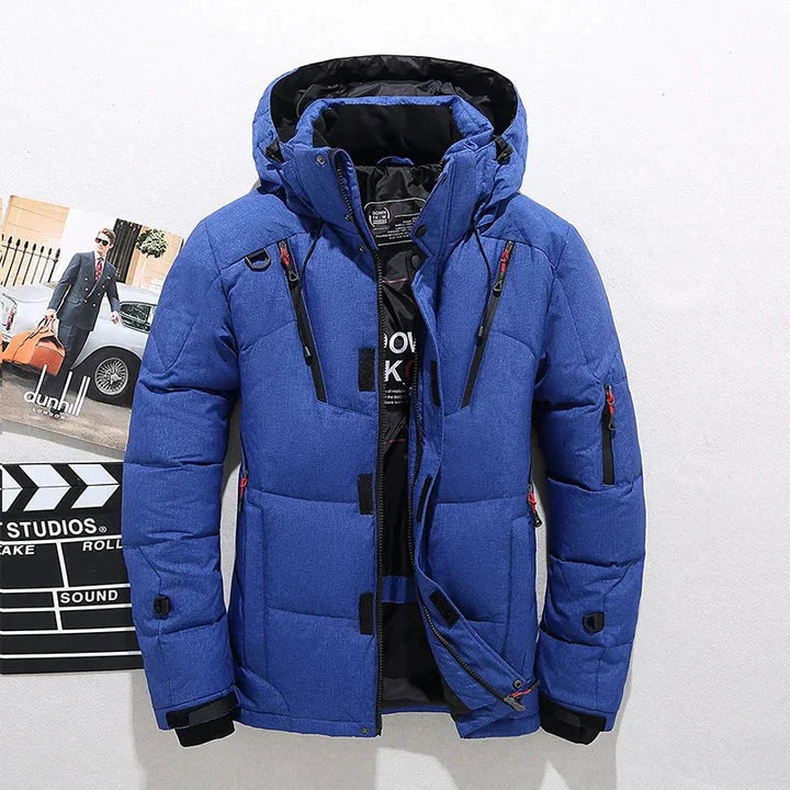 Herren Isolierte Daunenjacke mit Reißverschluss und Knopfverschluss