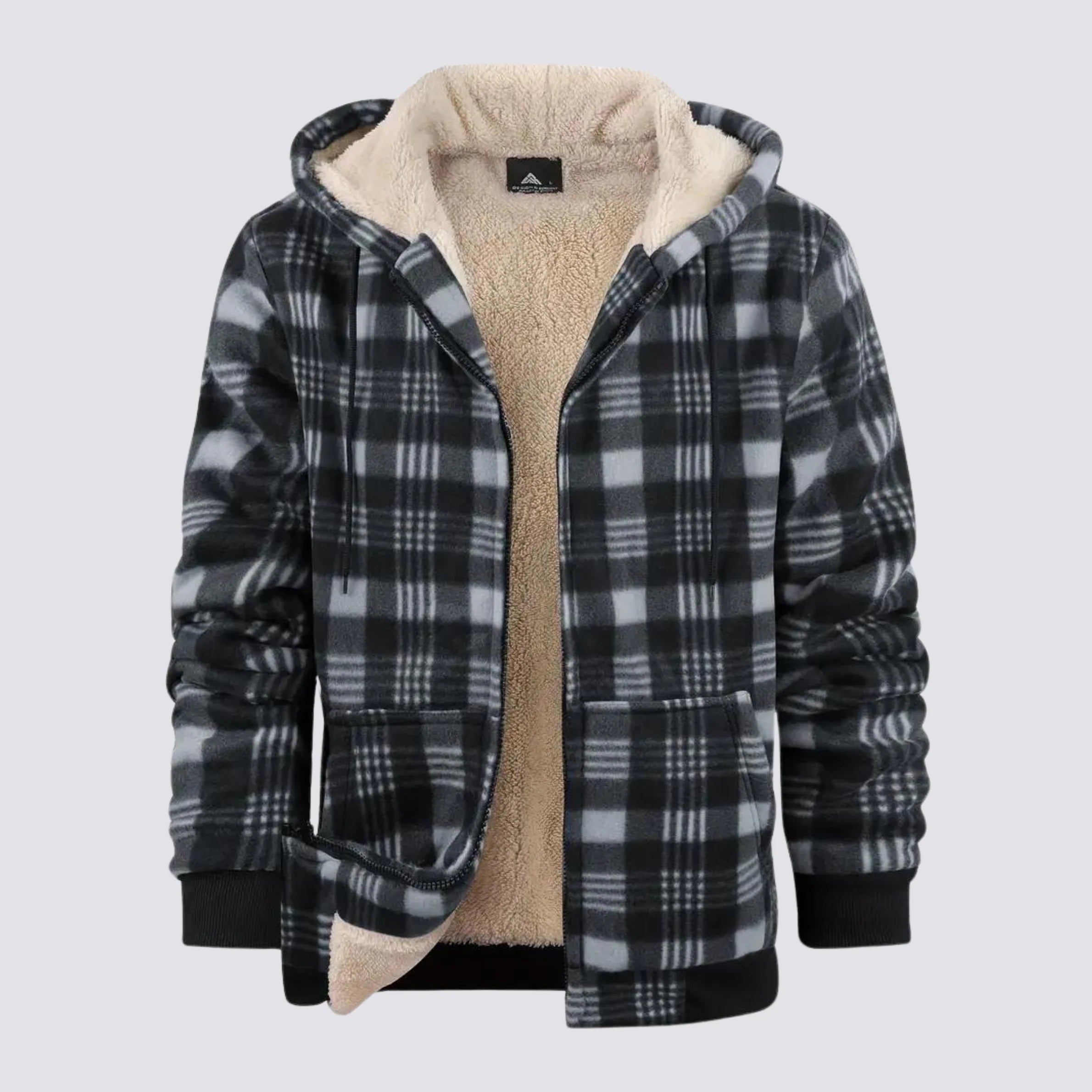 Herren Kapuzenjacke mit Reißverschluss und Fleecefutter