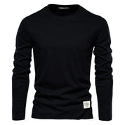 Herren Langarm-T-Shirt mit Rundhalsausschnitt und Saumetikett