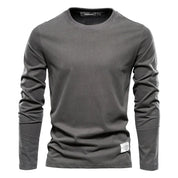 Herren Langarm-T-Shirt mit Rundhalsausschnitt und Saumetikett