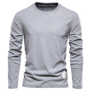 Herren Langarm-T-Shirt mit Rundhalsausschnitt und Saumetikett
