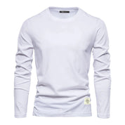 Herren Langarm-T-Shirt mit Rundhalsausschnitt und Saumetikett