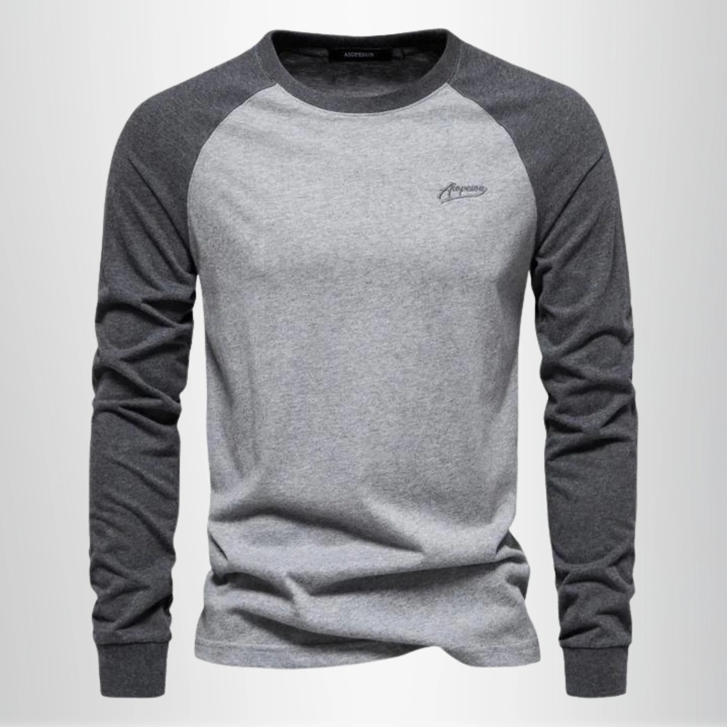 HerrenLangarm-T-ShirtmitRundhalsausschnittundkontrastfarbenenArmeln_2.webp