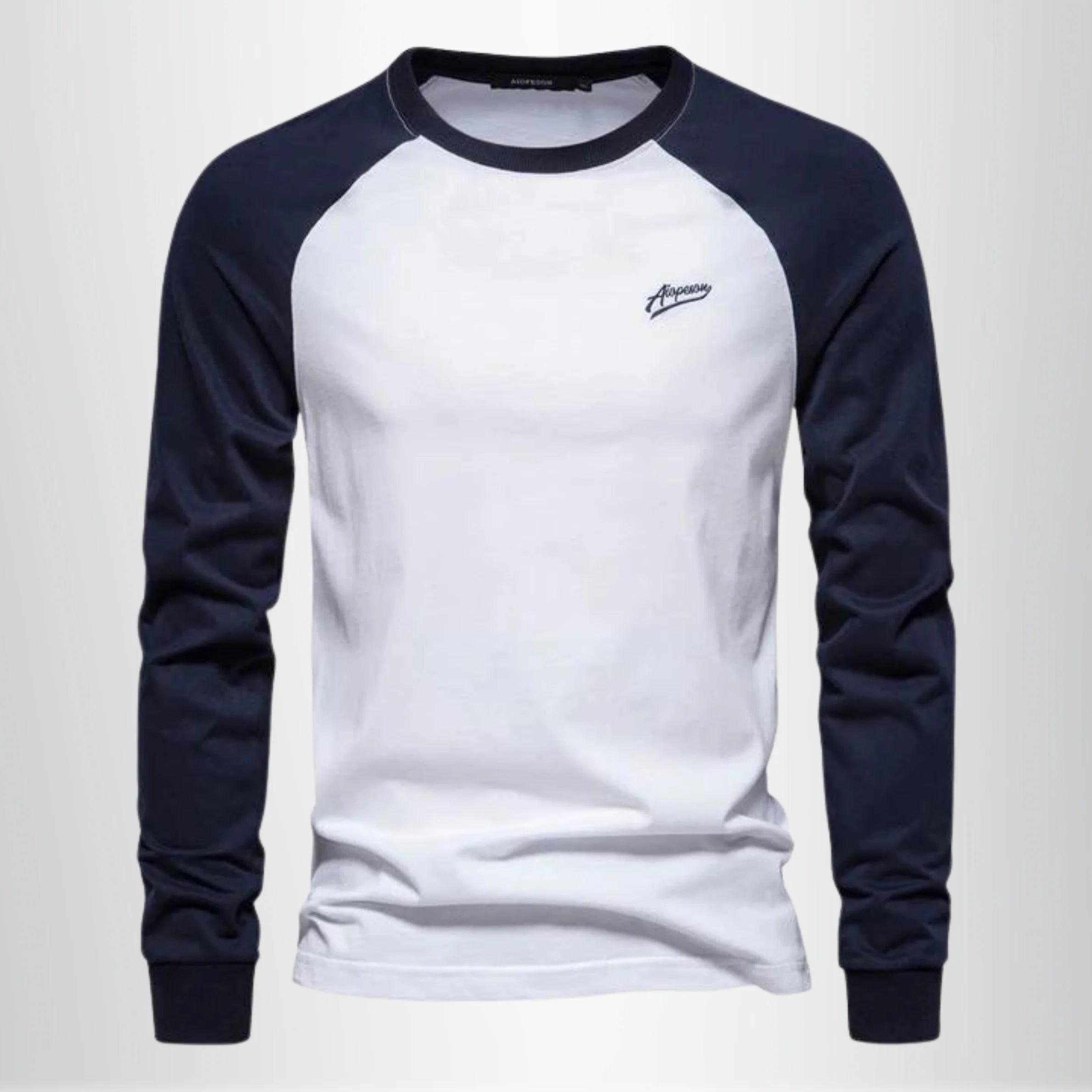 HerrenLangarm-T-ShirtmitRundhalsausschnittundkontrastfarbenenArmeln_3.webp