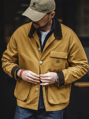 Herren Langarmjacke mit Knopfverschluss und spitzem Kragen