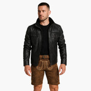Herren Lederhosen Shorts mit besticktem Latz und Seitenknöpfen