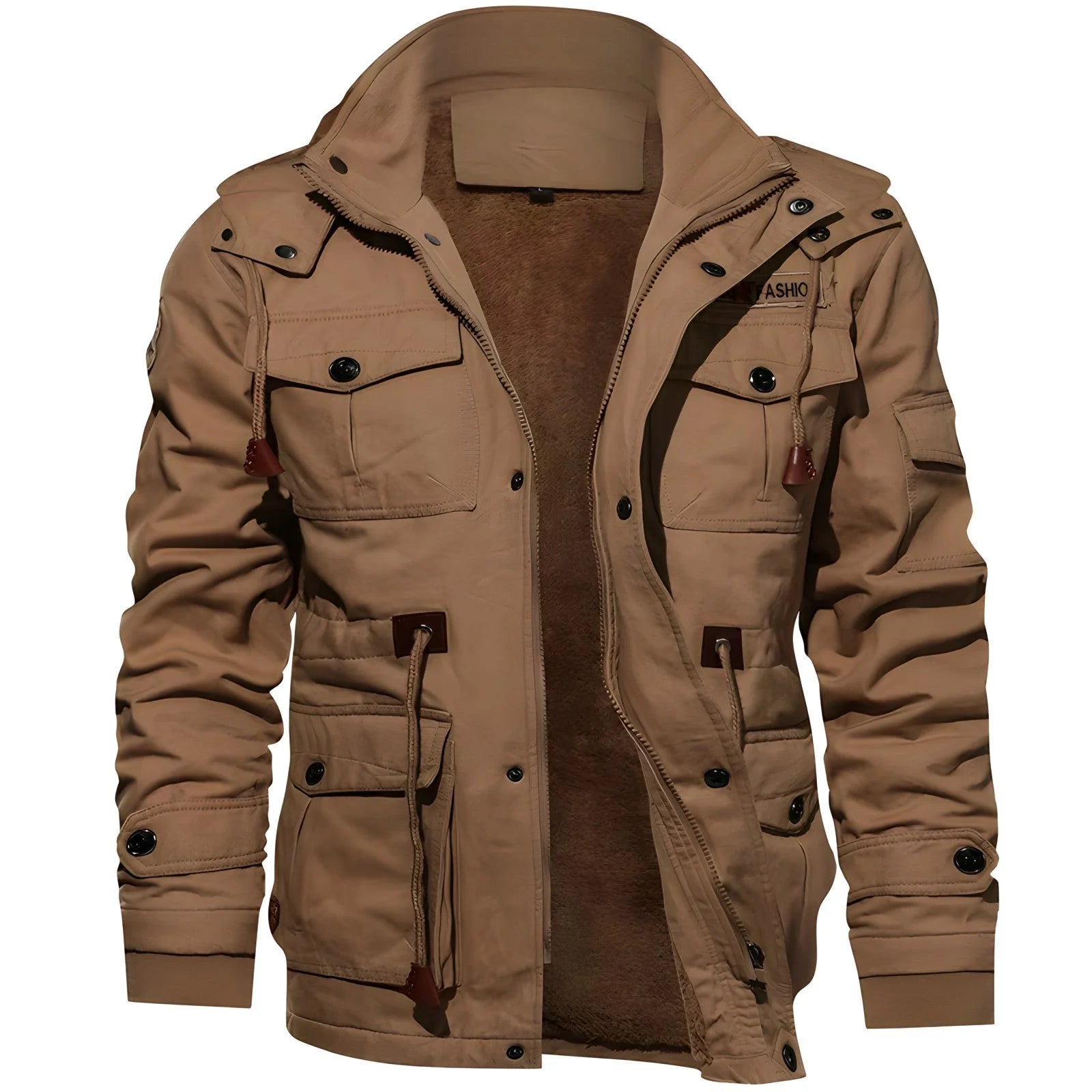 Herren Militärjacke mit mehreren Taschen und verstellbaren Kordeln