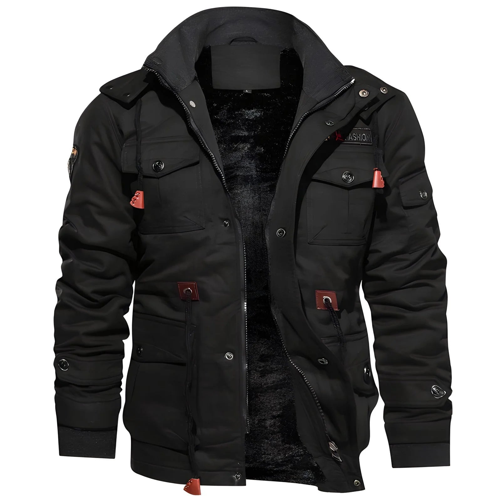 Herren Militärjacke mit mehreren Taschen und verstellbaren Kordeln