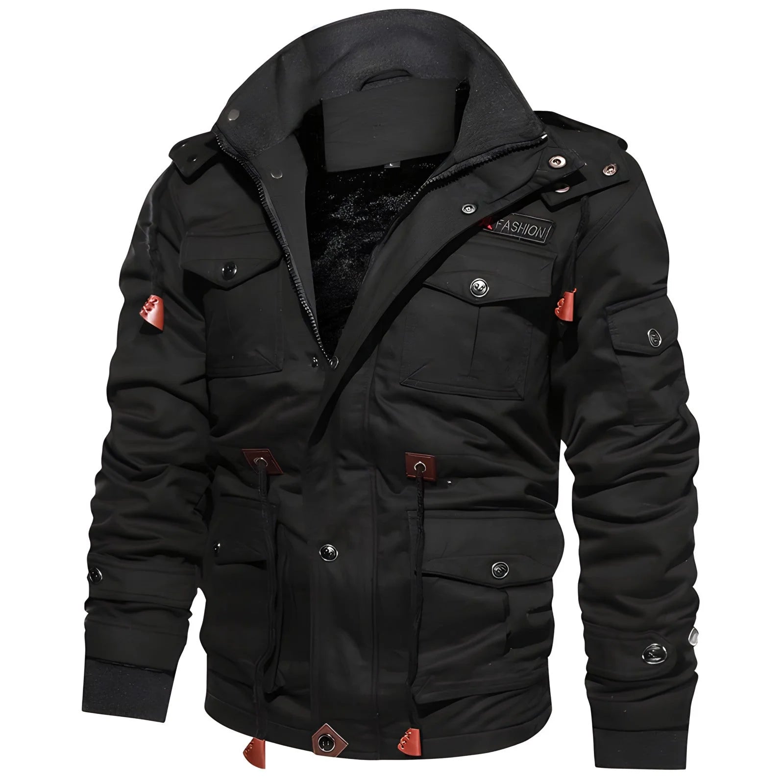 Herren Militärjacke mit mehreren Taschen und verstellbaren Kordeln