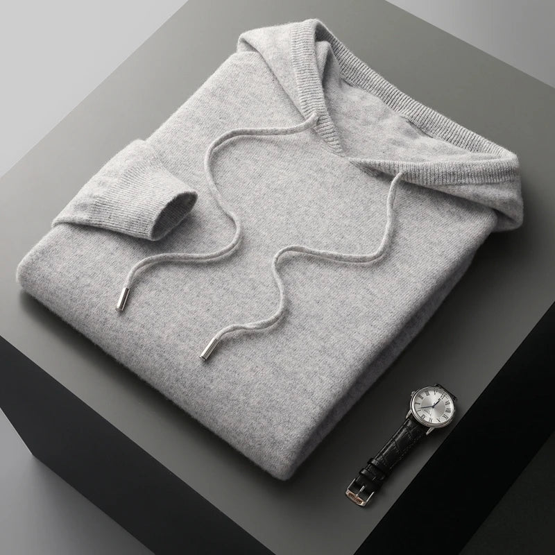 Herren Ripp Hoodie mit verstellbaren Kordeln und langen Ärmeln