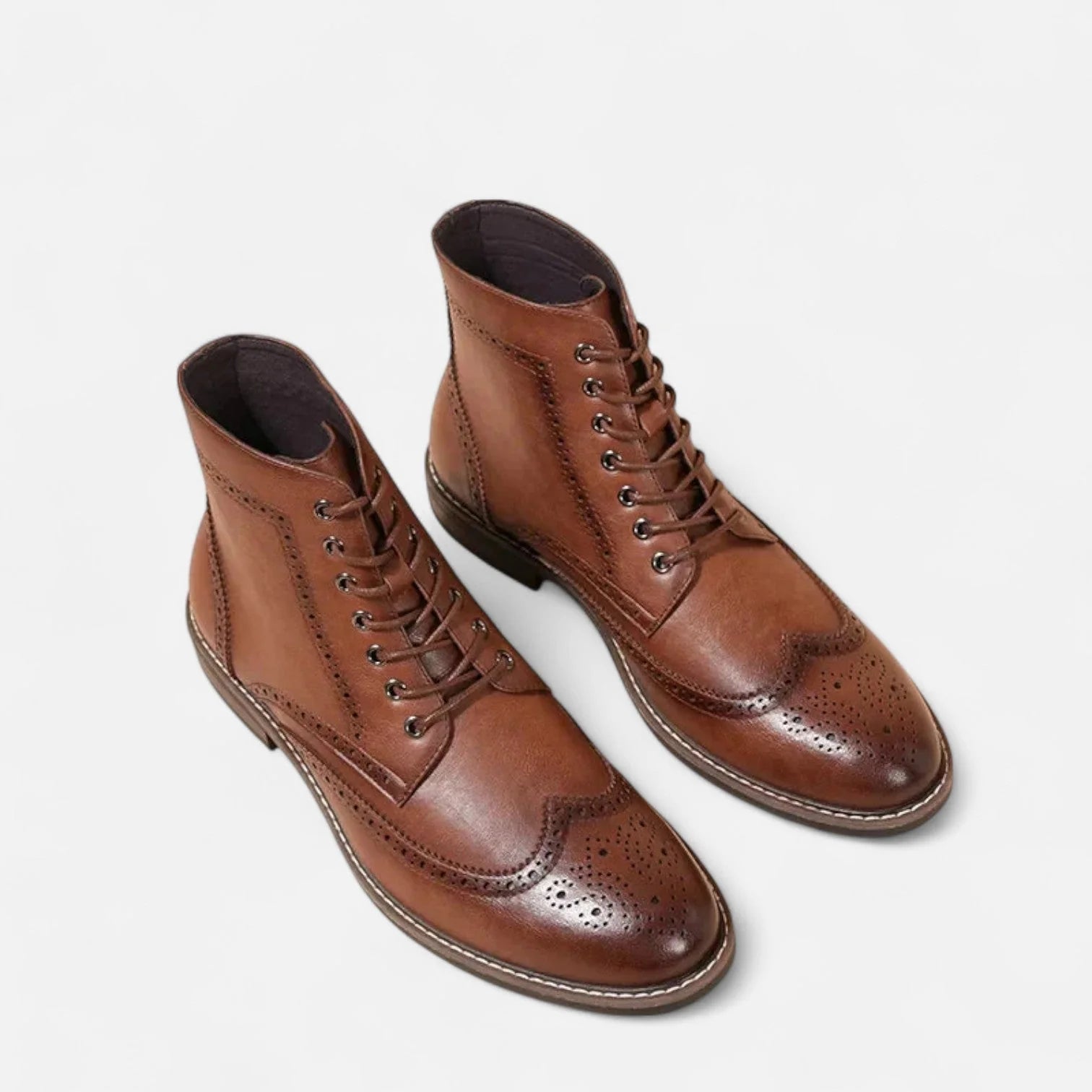 Herren Stiefeletten mit Schnürverschluss und Brogue Kappe