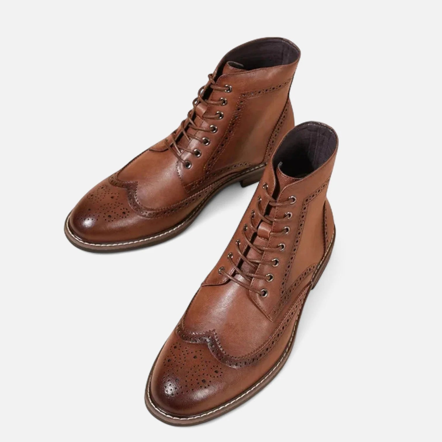 Herren Stiefeletten mit Schnürverschluss und Brogue Kappe