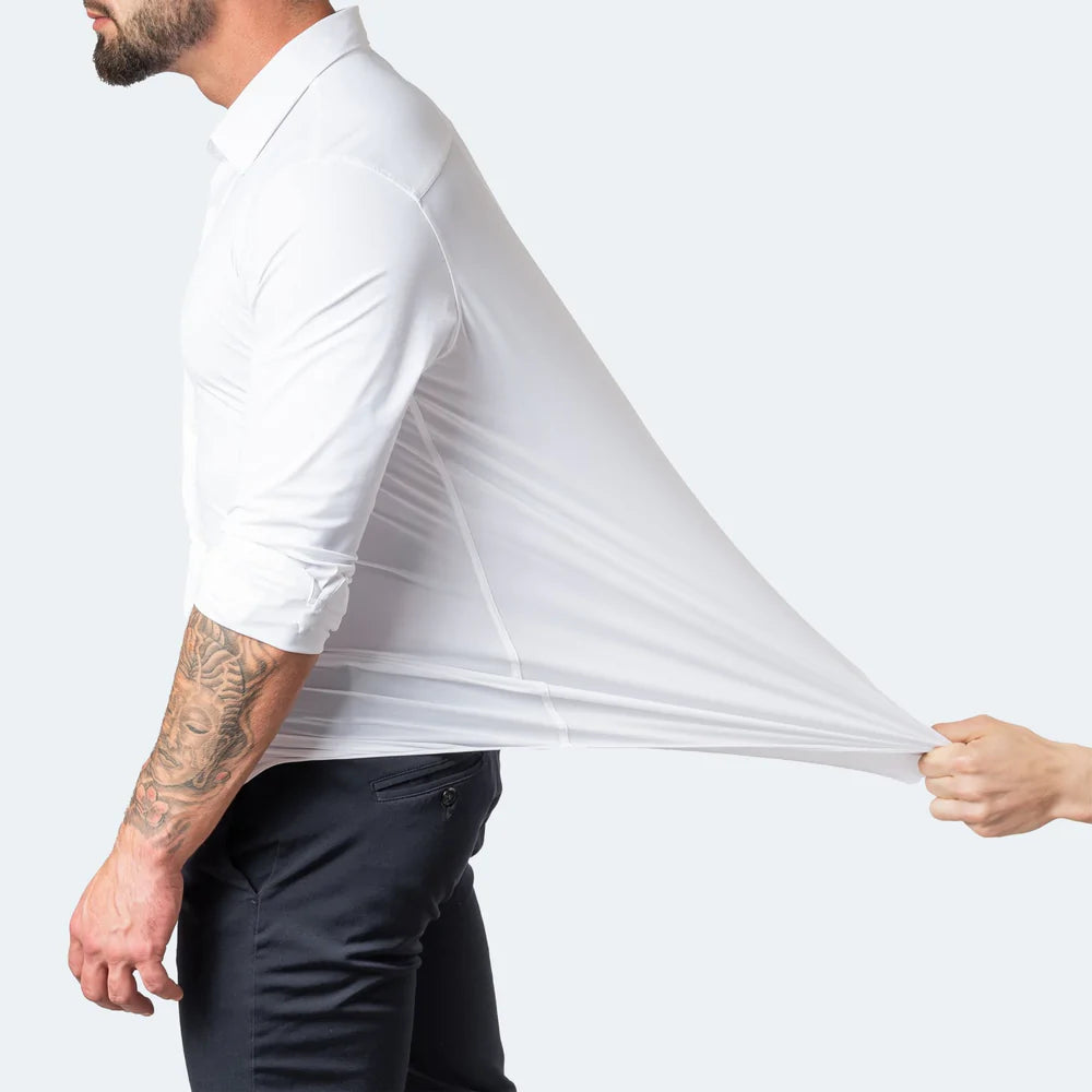Herren Stretch-Knopfhemd mit langen Ärmeln und klassischem Kragen