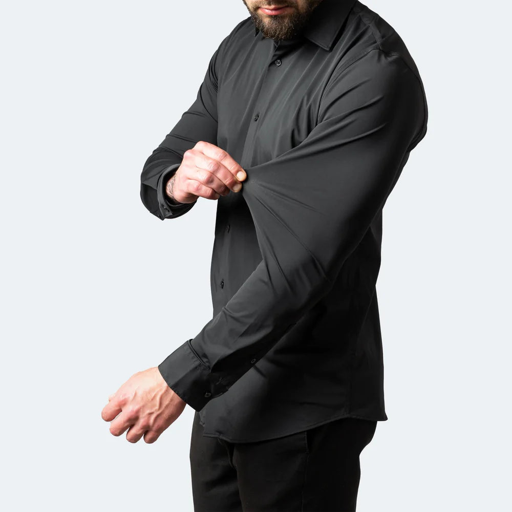 Herren Stretch-Knopfhemd mit langen Ärmeln und klassischem Kragen
