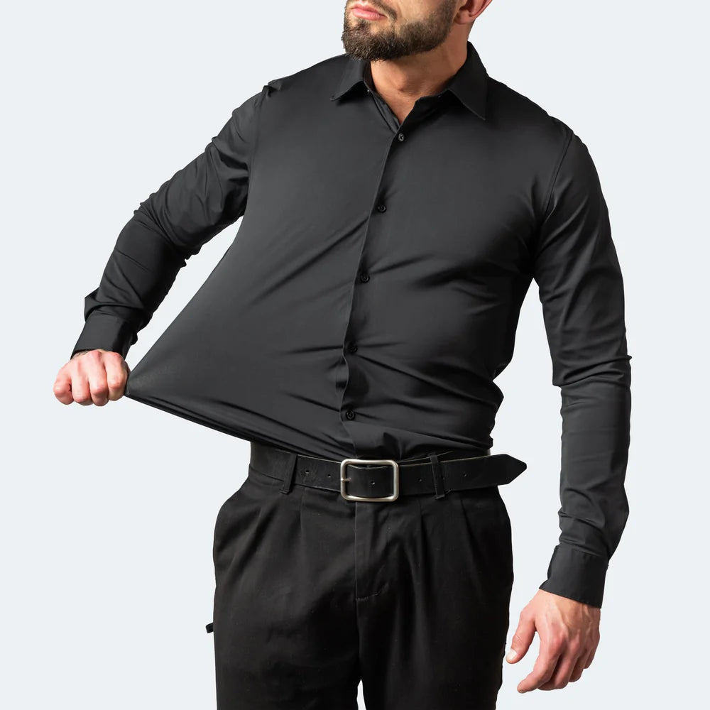 Herren Stretch-Knopfhemd mit langen Ärmeln und klassischem Kragen