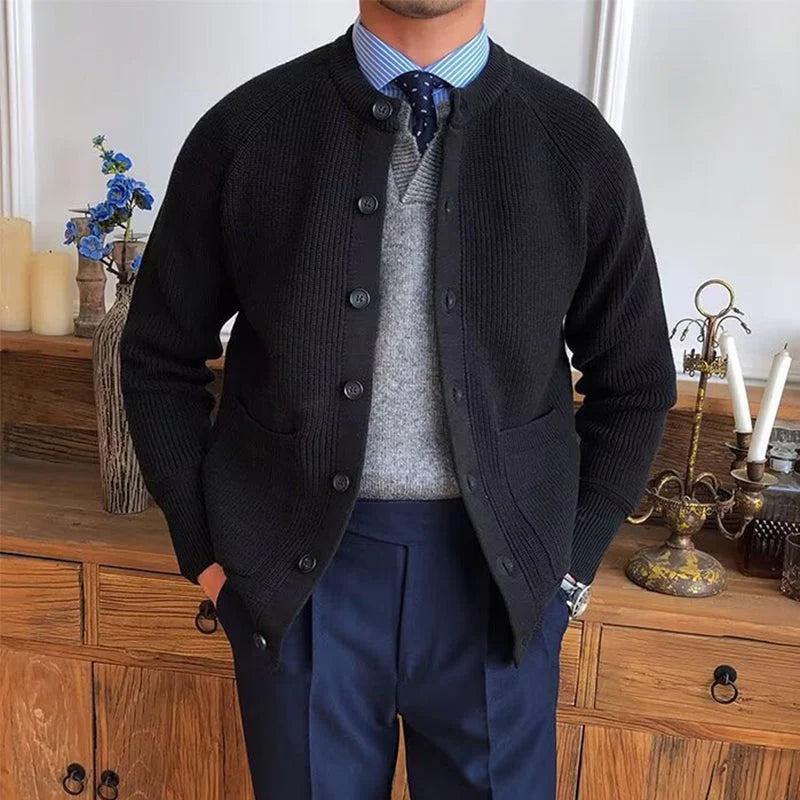 Herren Strickjacke mit Knopfleiste und Fronttaschen