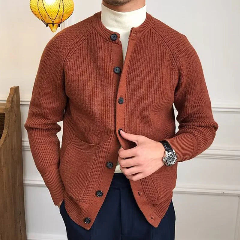 Herren Strickjacke mit Knopfleiste und Fronttaschen