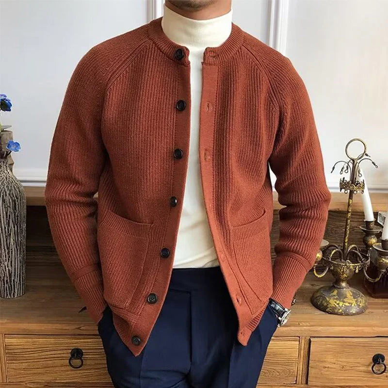 Herren Strickjacke mit Knopfleiste und Fronttaschen