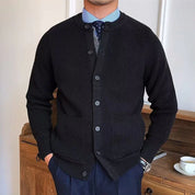 Herren Strickjacke mit Knopfleiste und Fronttaschen